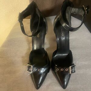 Aldo Black Ankle Strap Heels
